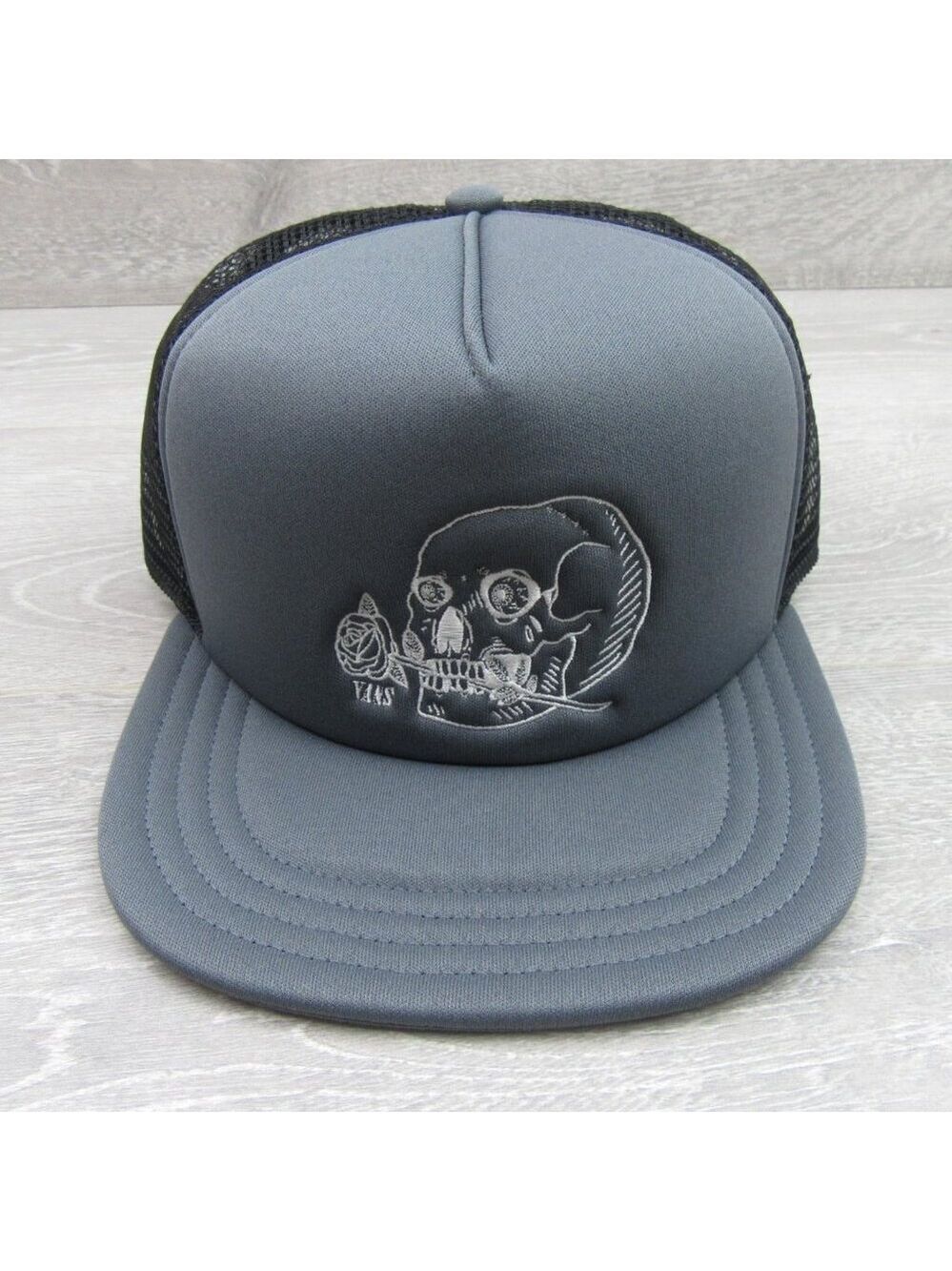 Vans Off The Wall Black Grey Skull Trucker Hat Snapback OS NEW - Picture 4 of 11